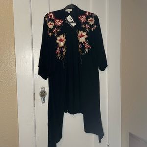 Embroidered Black Cardigan